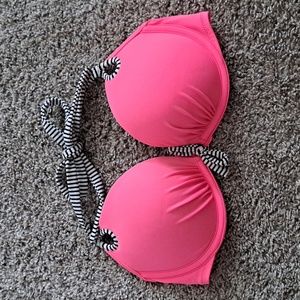 Victoria Secret Hot Pink Bikini Top Halter Style Size 36C